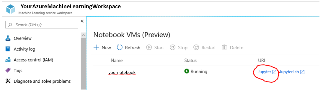 Create new Notebook VM