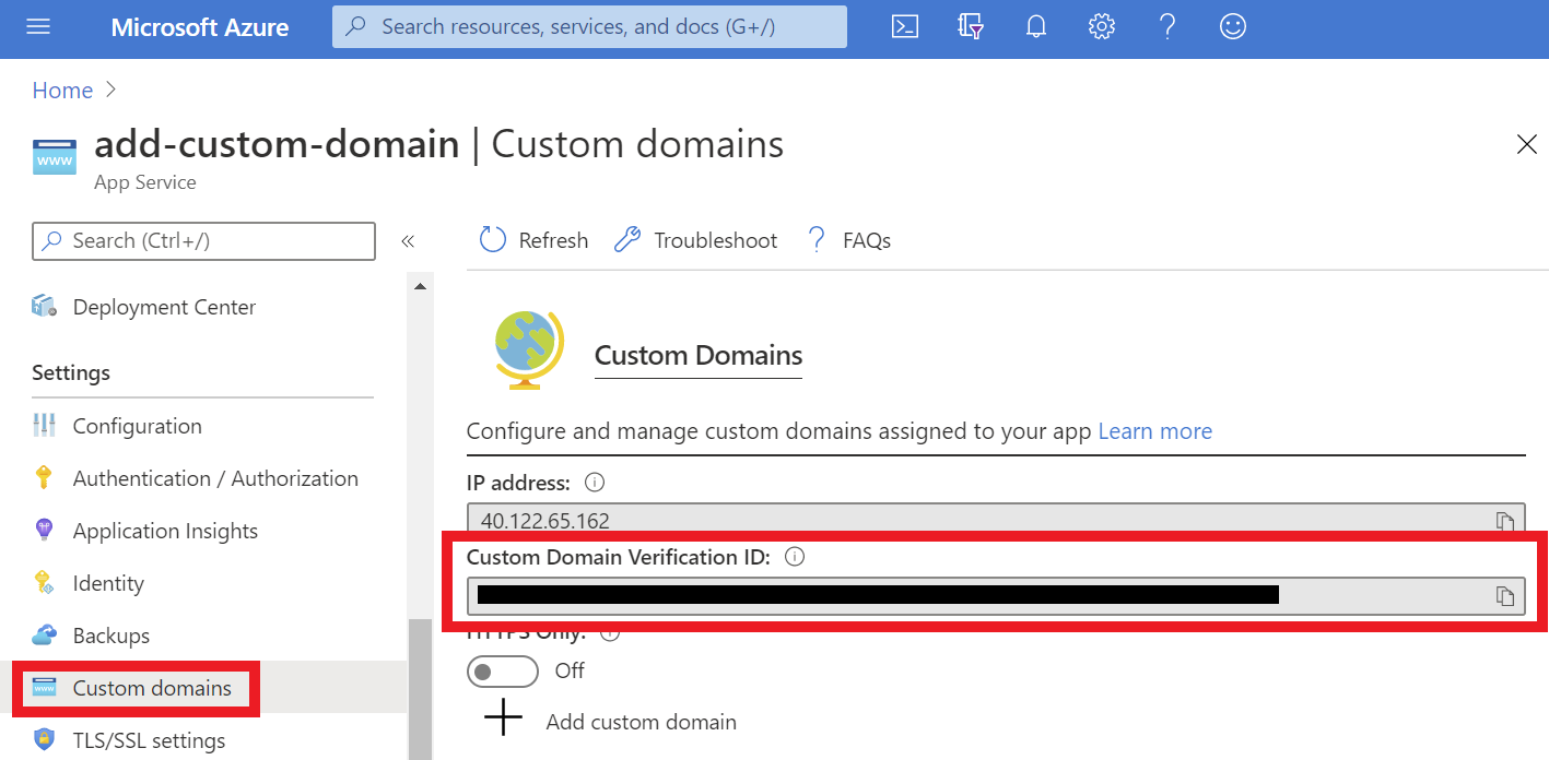 Custom Domain Verification ID