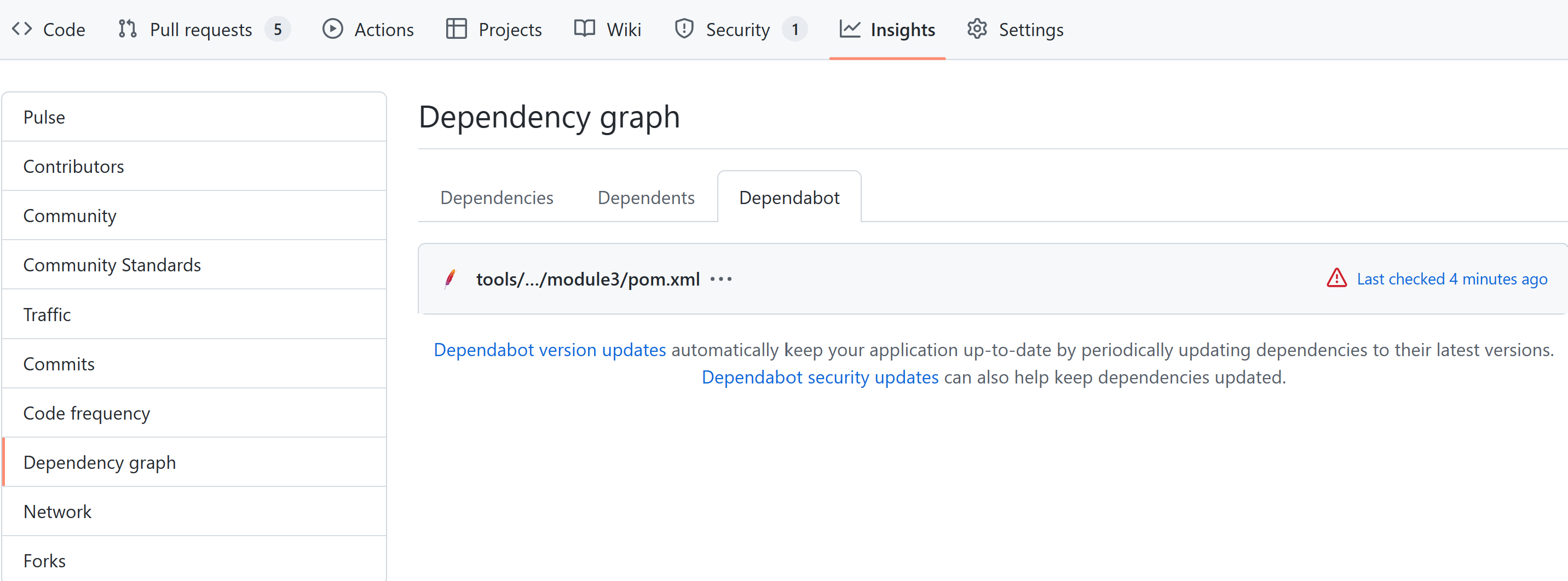 Dependabot Tab Screenshot