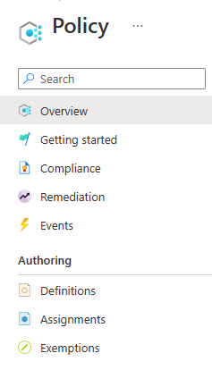 Azure Policy Menu