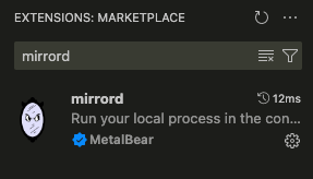 Screenshot of the mirrord extension in vs code