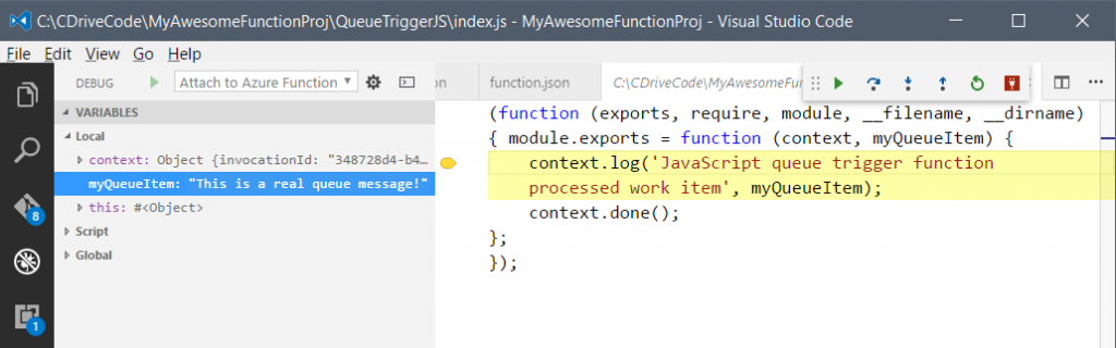 running code in visual studio