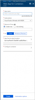 Create Web App For Windows Containers application