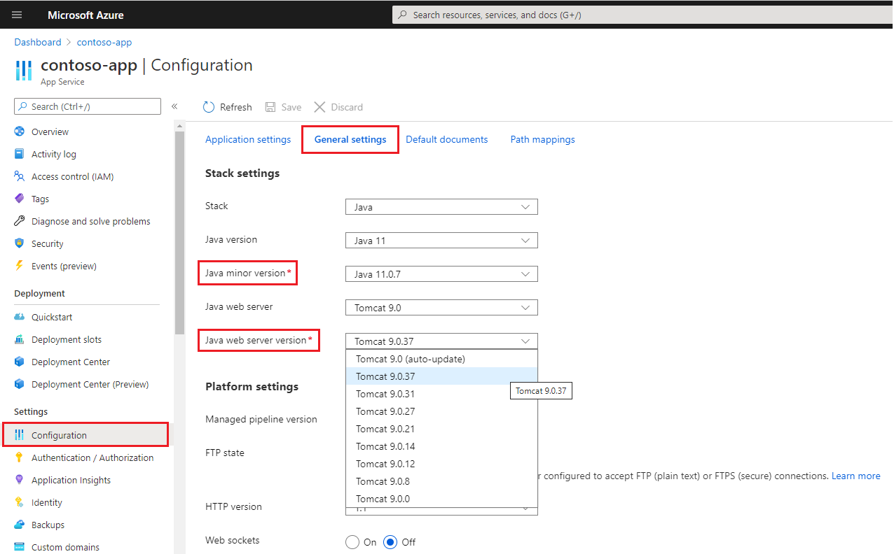 Upgrade your Java versions in the Portal