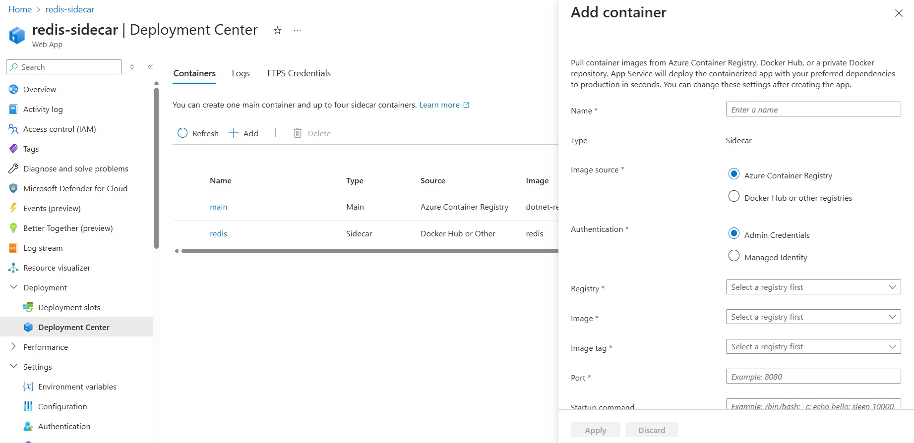 Add Redis sidecar