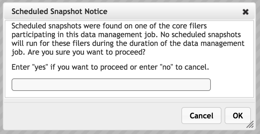 Pop-up warning about suspending snapshots during migration