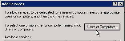 Add Services dialog
