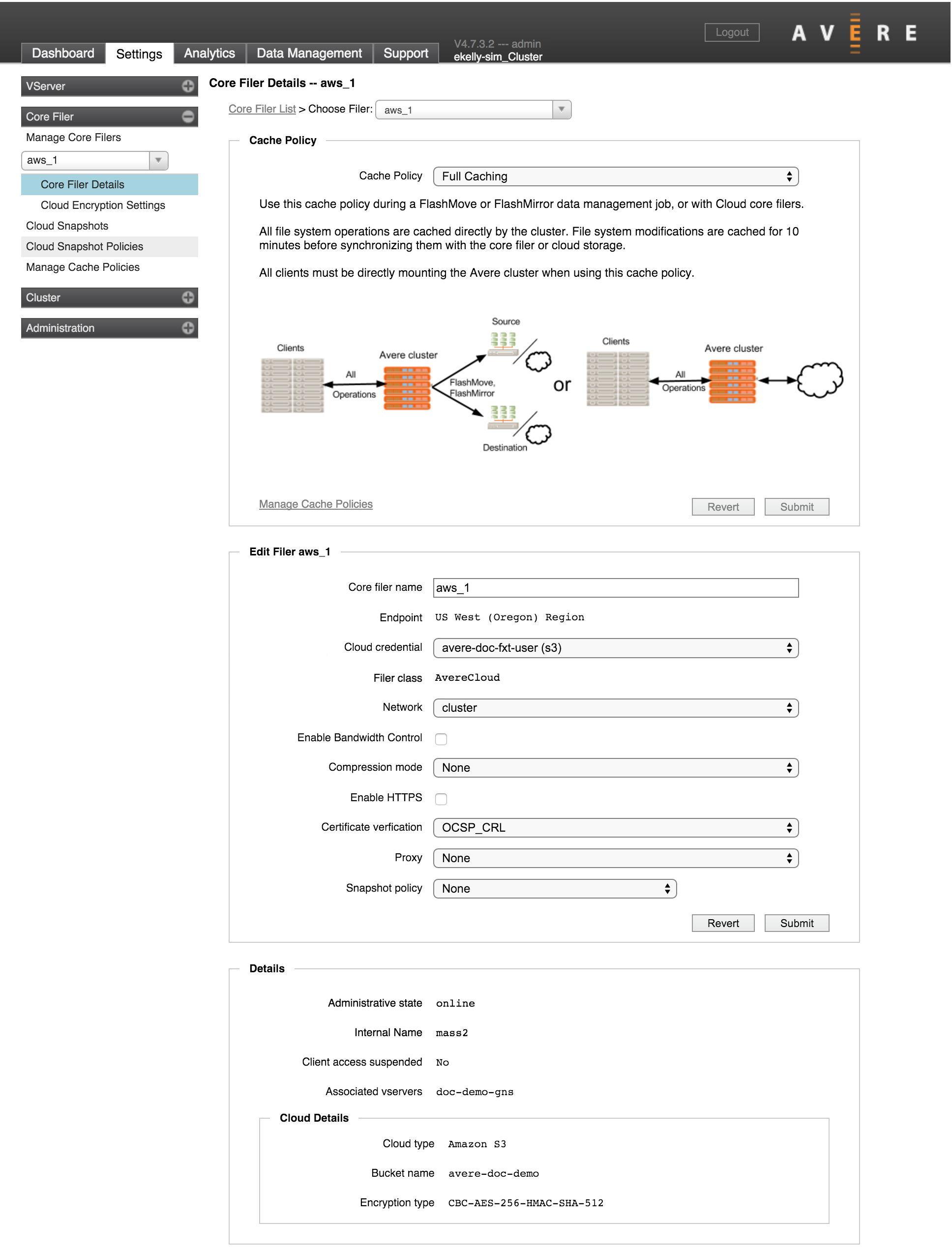 Core Filer Details page