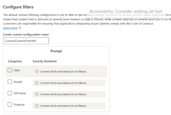 Modify content filtering