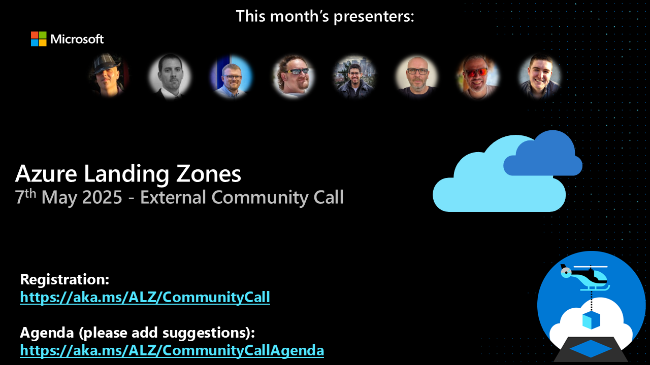 Screenshot of Azure Landing Zones Community Call from May 2025 recording on YouTube