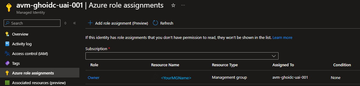 OIDC identity roles