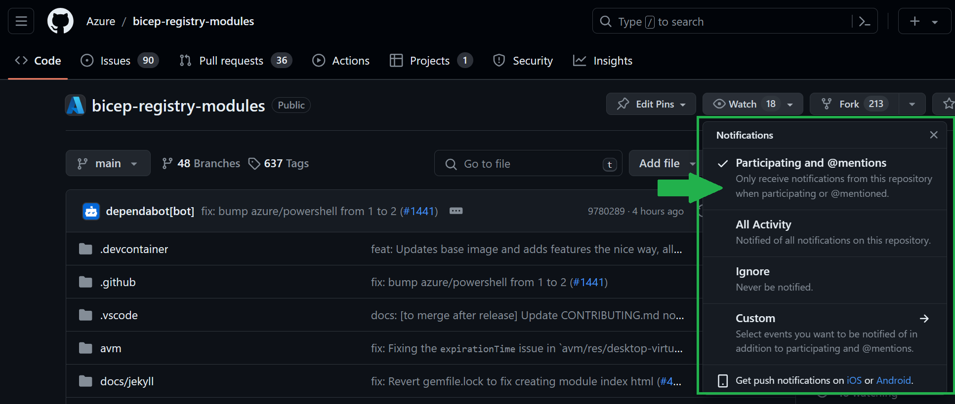 GitHub Notifications Page.