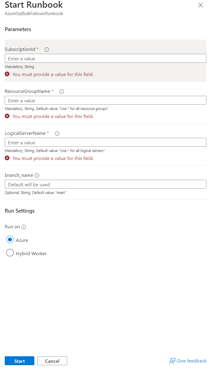 Runbook Parameters