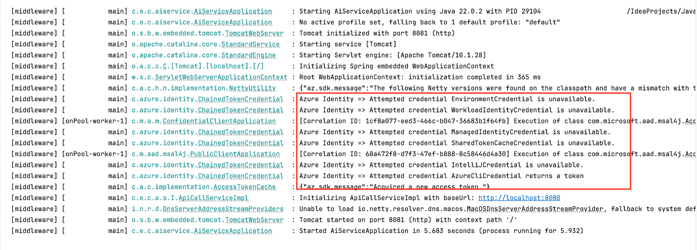 Results of running  mvnw spring boot run