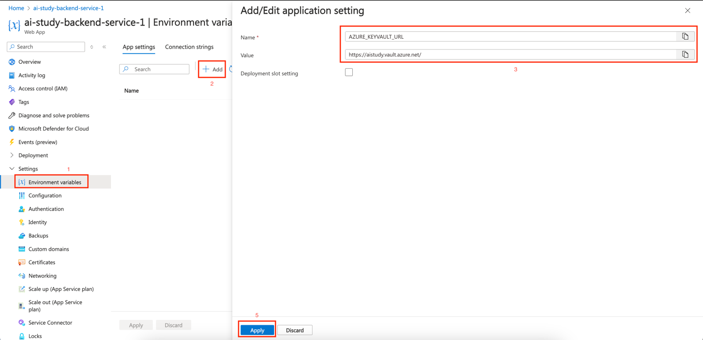 screenshot of App Service Configuration Settings in Azure Portal