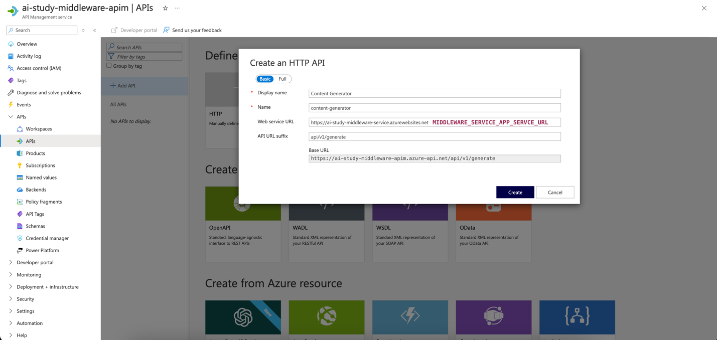 screenshot of HTTP API configuration for middleware_service_app_service_URL