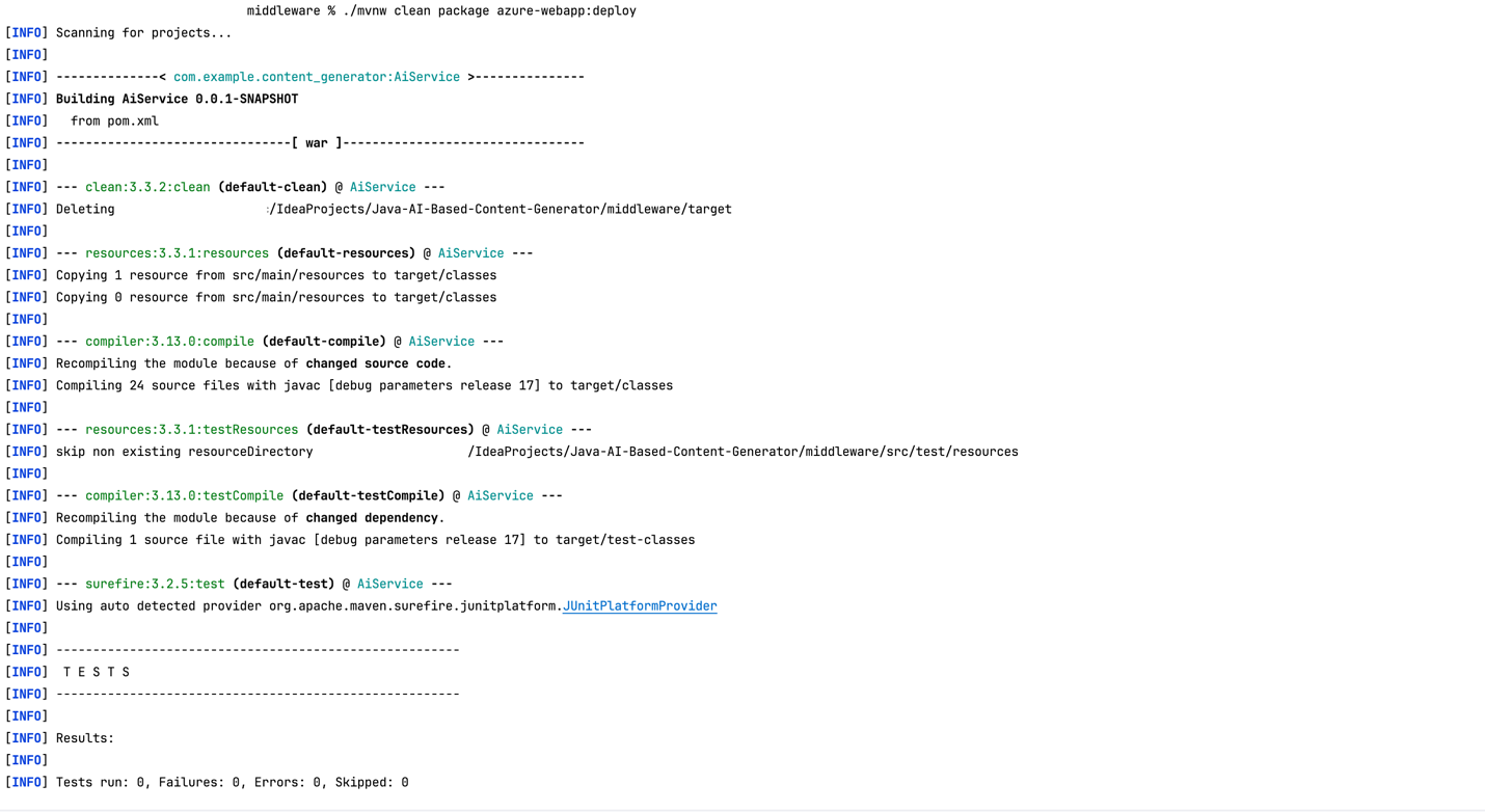 screenshot of Maven wrapper command middleware deployment