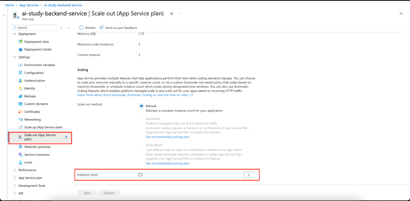 Azure AI Study Backend Service Scale Out