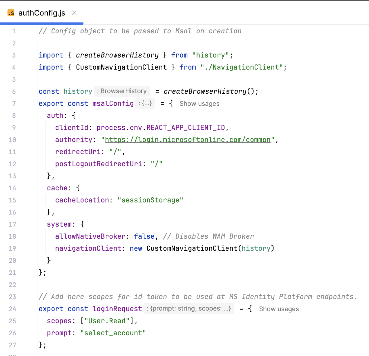 image of code snippet for identity management