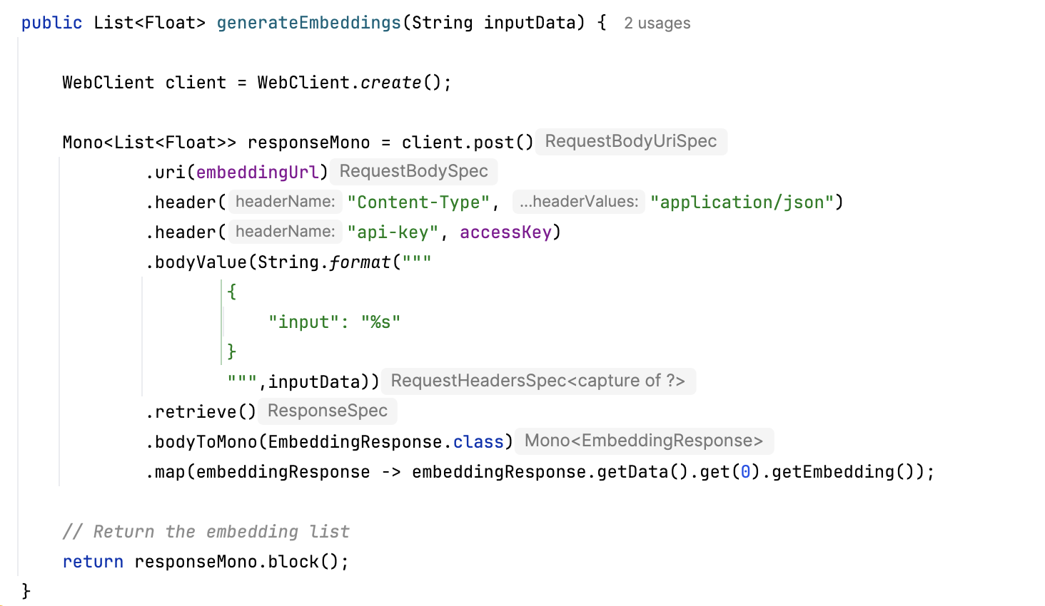 image of code snippet using OpenAI&#39;s embedding model