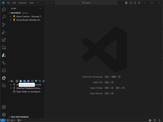 mage of a new Azure Functions project in Visual Studio Code