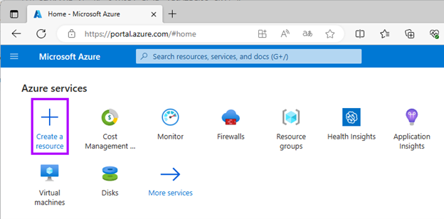 image in Azure Portal of creating a new resource