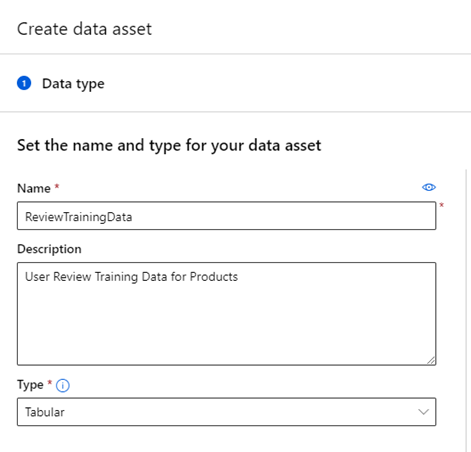 image of data asset type setup