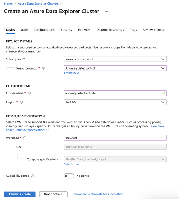 image of Azure Data Explorer Cluster setup