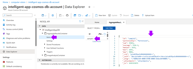 image of sample1 in Data Explorer tab