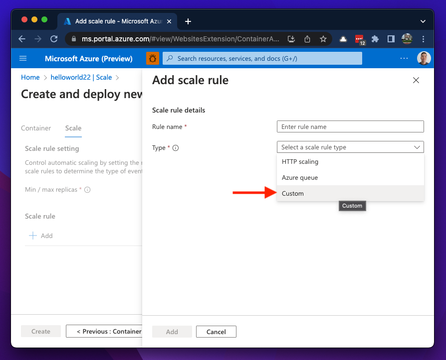 Adding Custom scaling rule