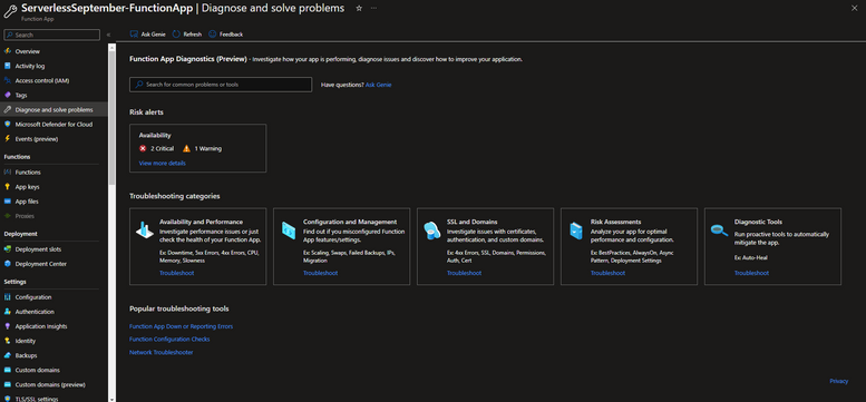 Monitoring and troubleshooting apps in Azure Functions