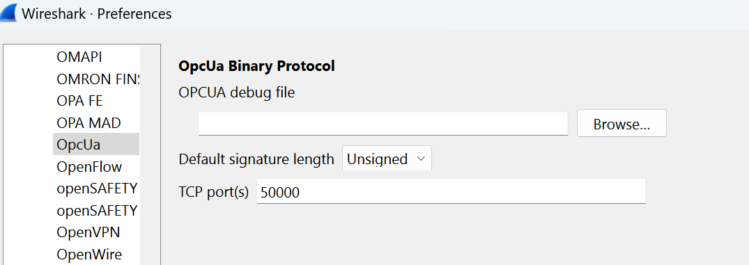 Wireshark configuration