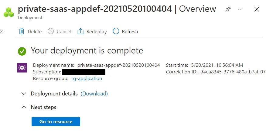 Managed Application deployment completed