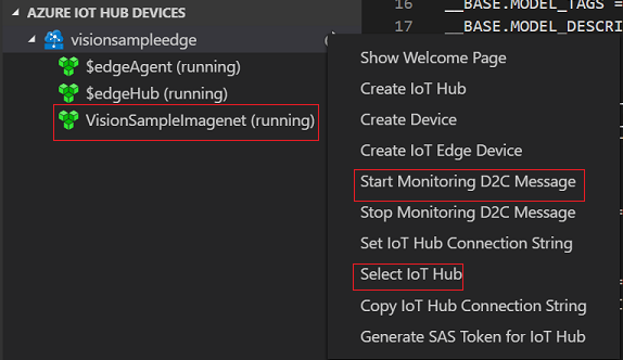 Screenshot of message monitoring output