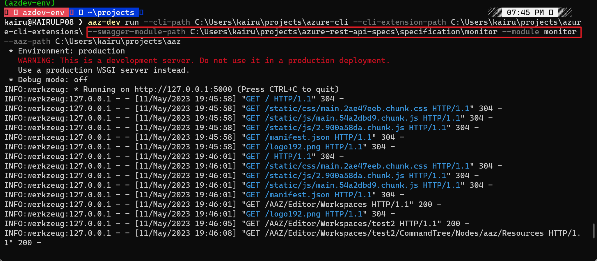 start with swagger module path