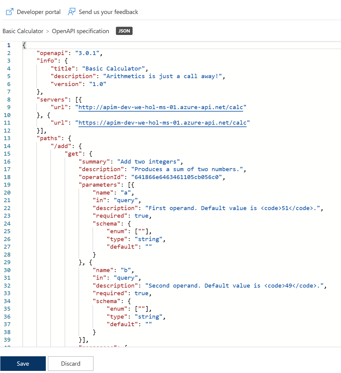 APIM Calculator API Swagger