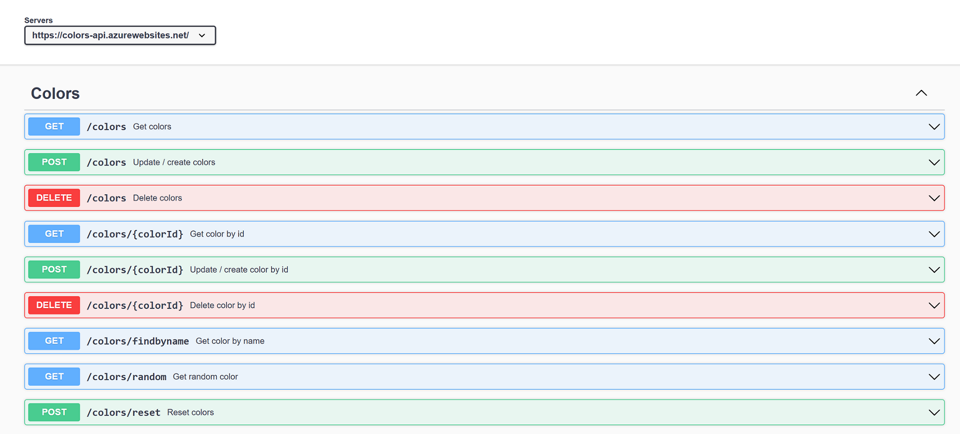 APIM Colors API