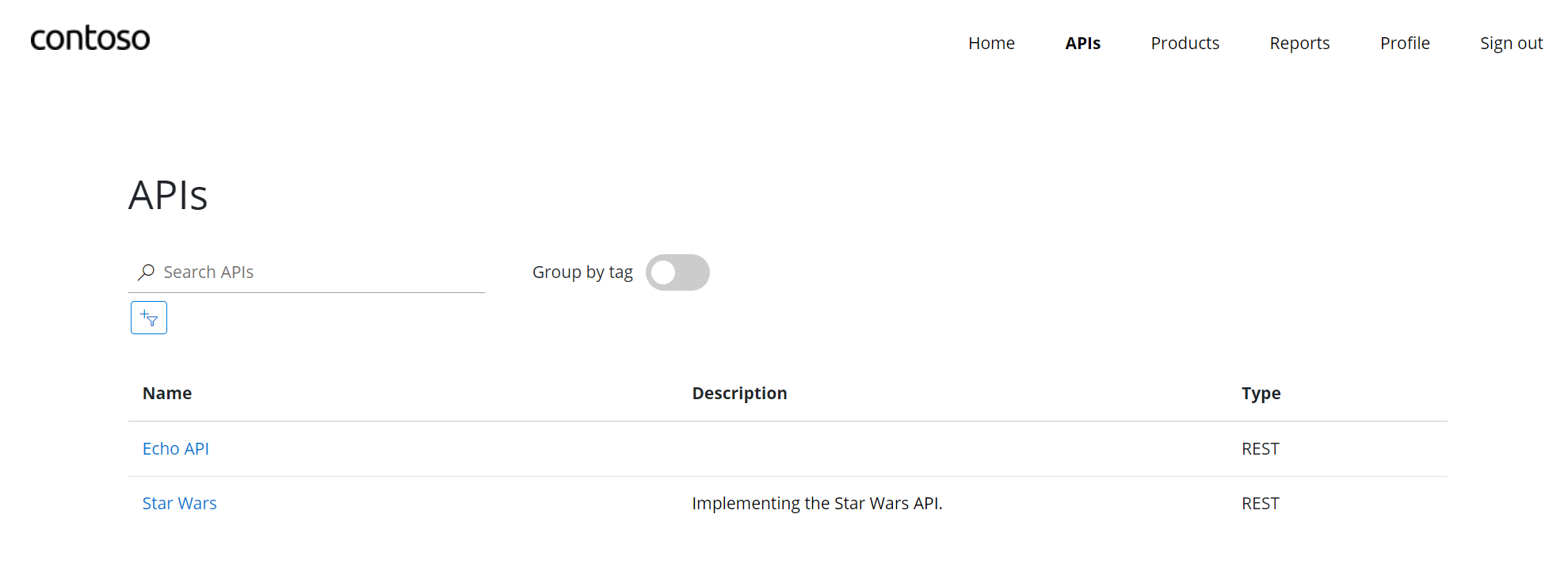 APIM Developer Portal Echo & Star Wars APIs