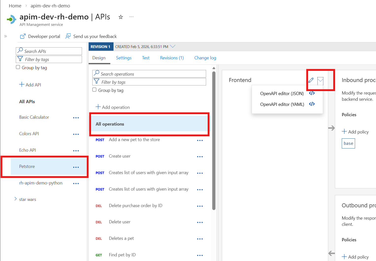 APIM Swagger Petstore API Swagger