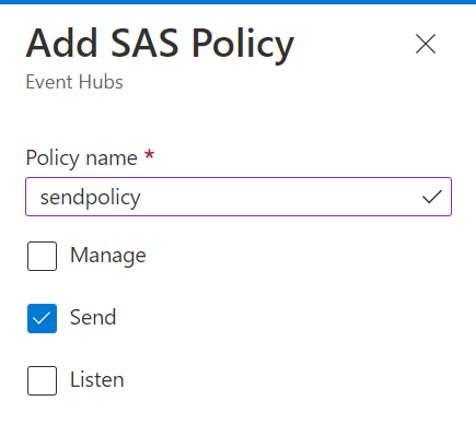 Event Hub Send Policy