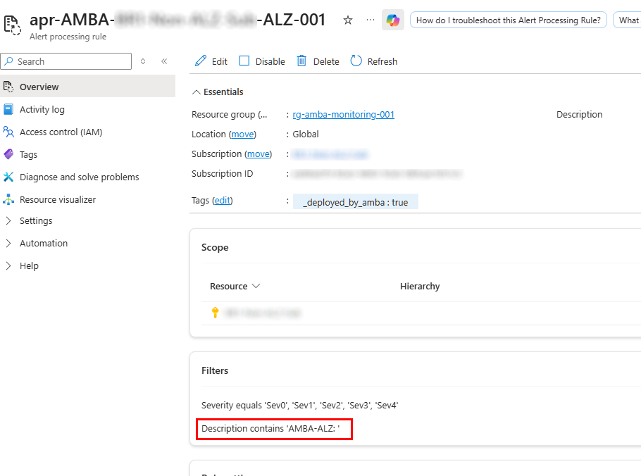 Alert Processing Rule - Description filter