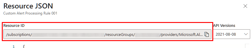 Alert Processing Rule Resource ID