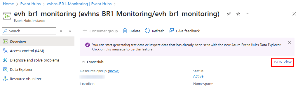 Event Hub JSON View