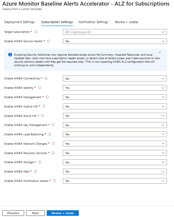 Subscription Settings Blade