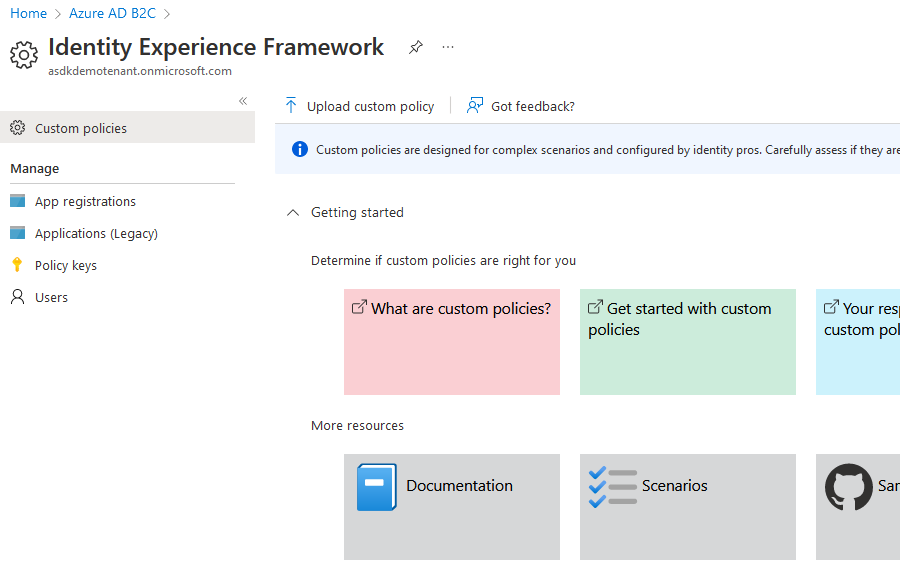 (Identity Experience Framework Screenshot)