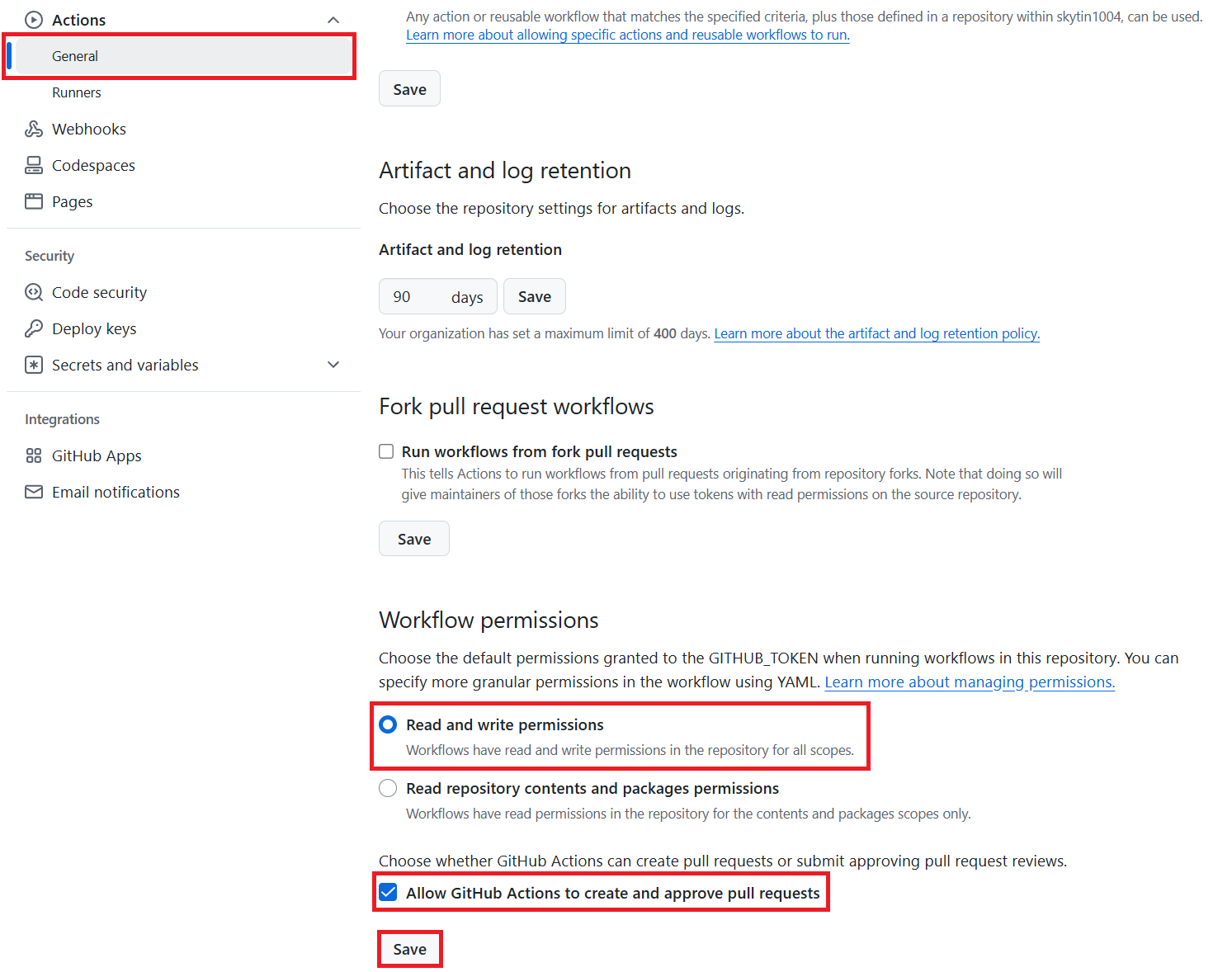 Workflow permission setting
