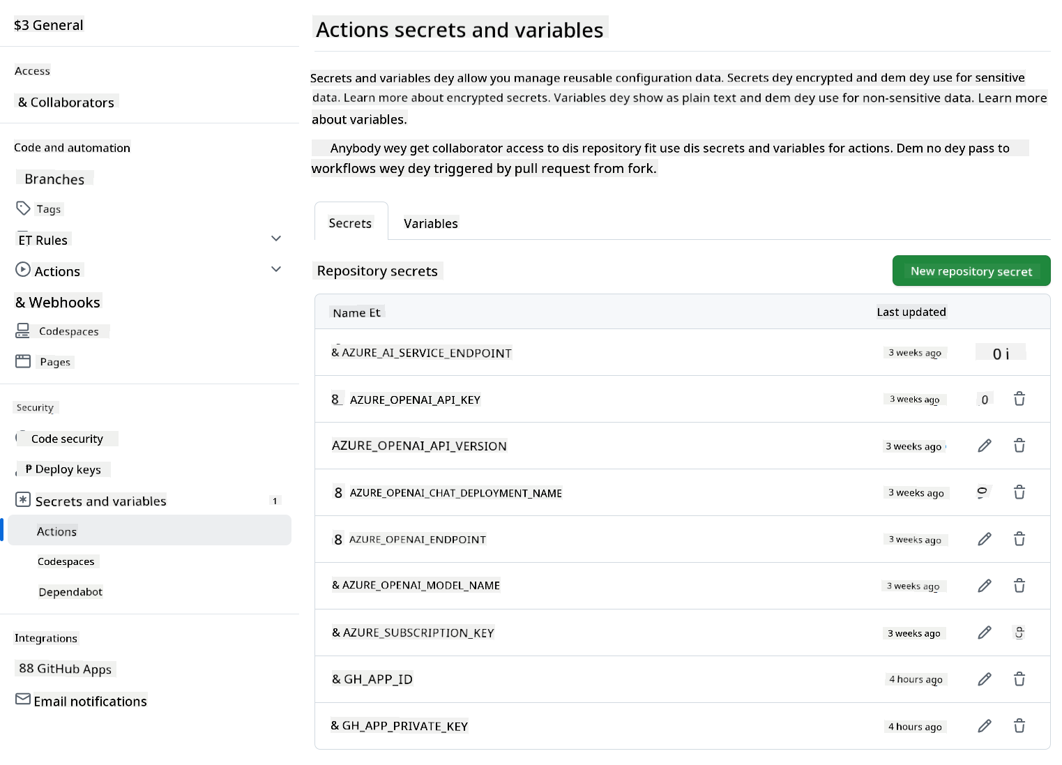 Enter environment variable name