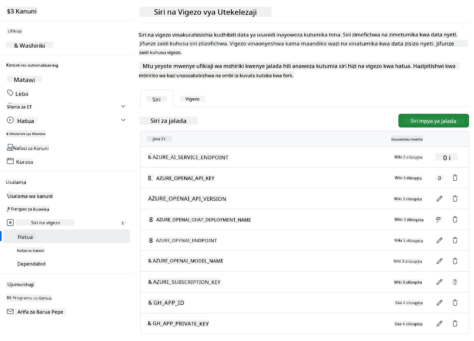 Enter environment variable name