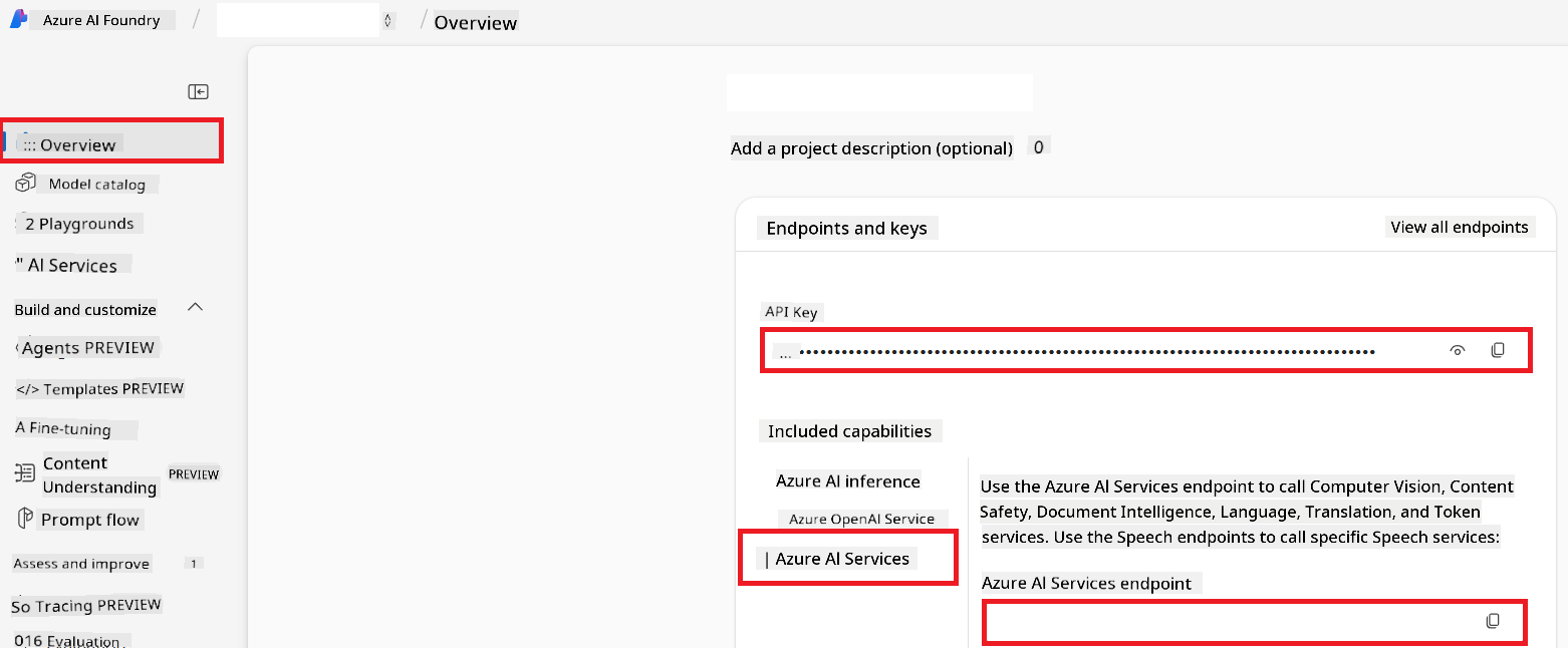 Find API Key and Endpoint
