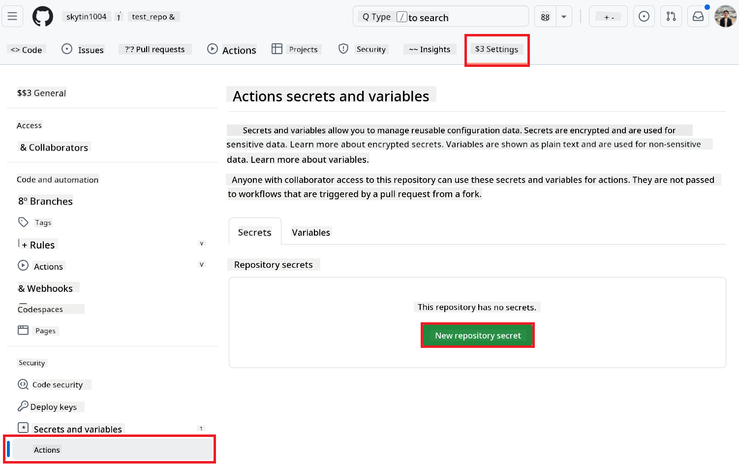 Select setting action